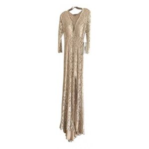 Jovani Long Sleeve Lace Dress in Cream